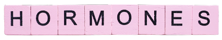 The word 'HORMONES' spelled out using pink wooden blocks, with each letter capitalized and painted in black for clear contrast against the pink background. The blocks are arranged in a straight line, creating a neat and organized appearance. The overall aesthetic is playful and visually appealing, evoking a sense of creativity and fun. This presentation suggests a focus on health, biology, or wellness topics related to hormones.