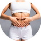 Showcasing of women abdomen after the therapy