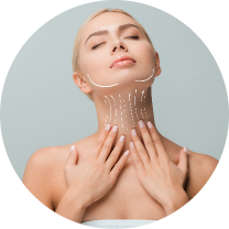 Showcasing of the women neck and face after the therapy